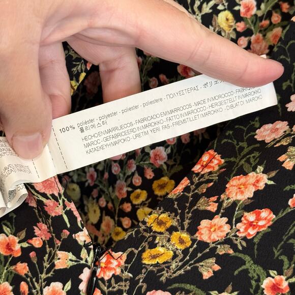 Zara Basic Romper Womens Small Black Floral Short Jumpsuit Long Sleeve Boho Chic - Picture 11 of 11